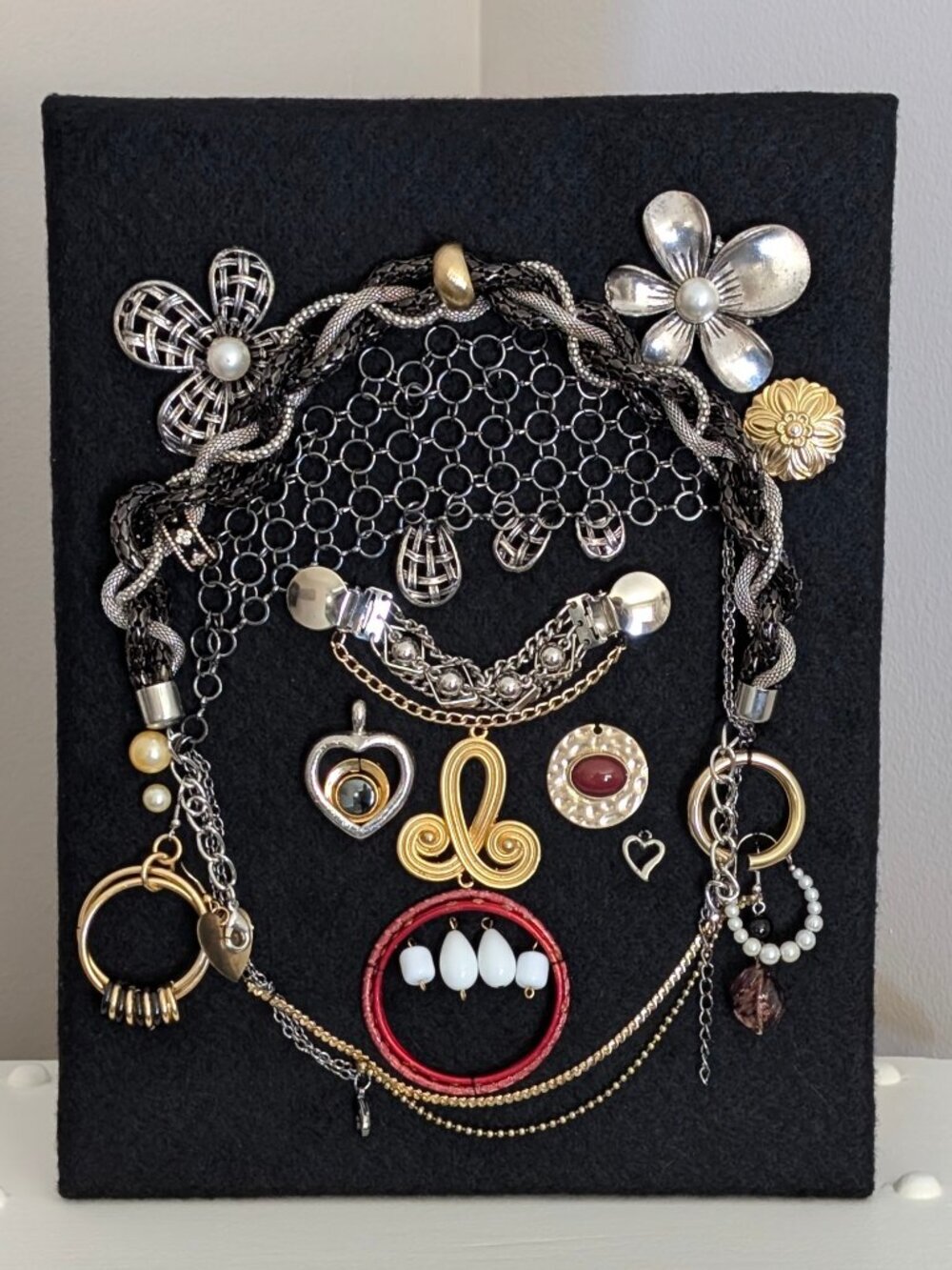 DELENDA - Resting Gem Faces Handmade Upcycled Jewellery Portrait Art - Piece 8